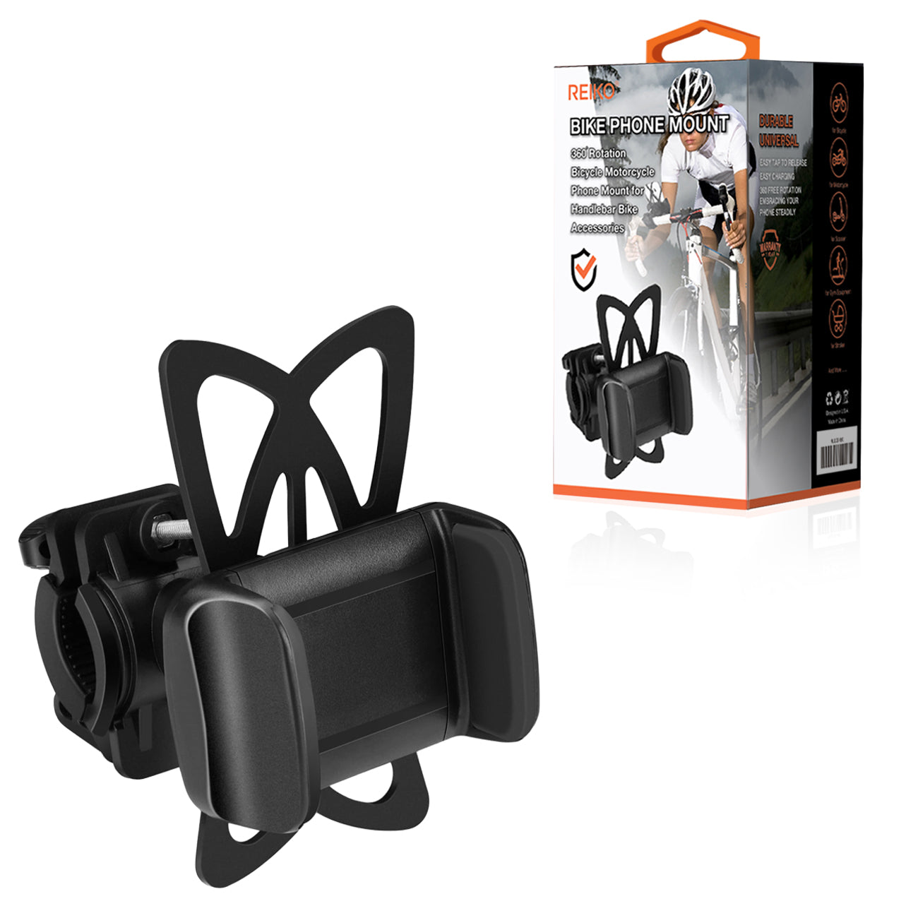 Reiko Universal Bicycle Phone Mount Adjustable Fits Cradle Clamp Handlebar Holder SKU:HLD20-BK